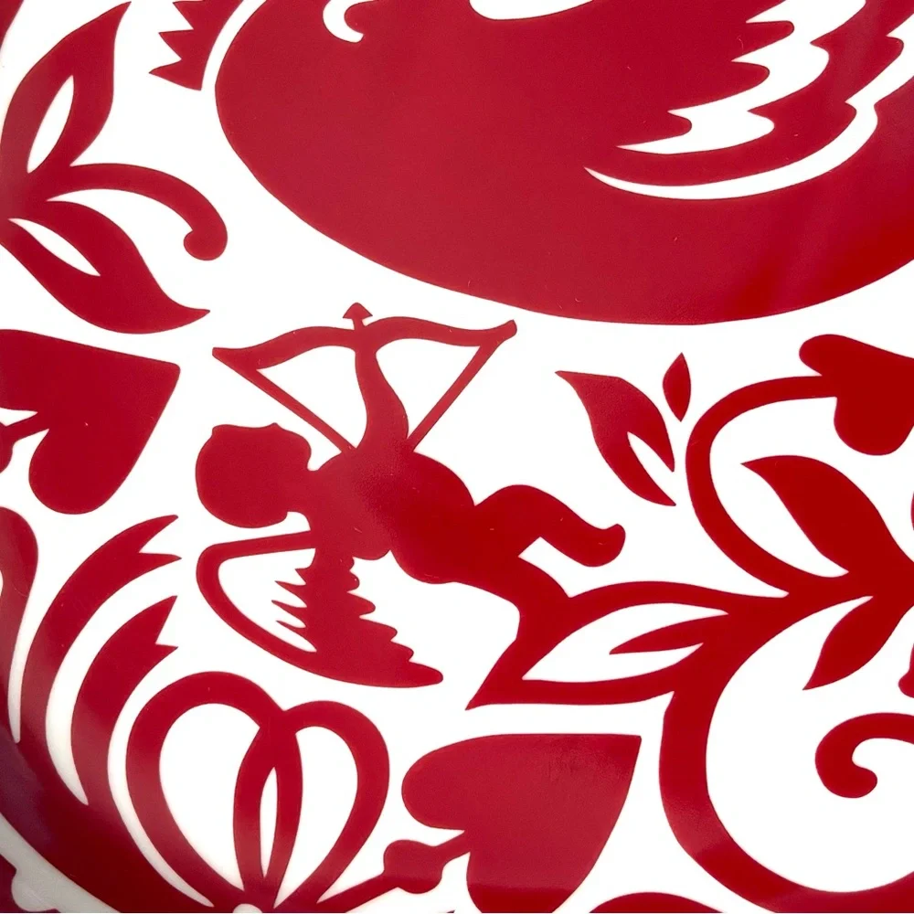 CRATE & BARREL KATE FORRESTER LOVE BIRDS Heart Plate CERAMIC 14” Valentine’s Day